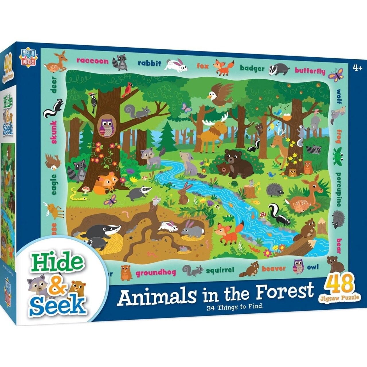 Hide And Seek Animals In The Forest 48 Piece Jigsaw Puzzle 19X14 Inches For Ages 4+